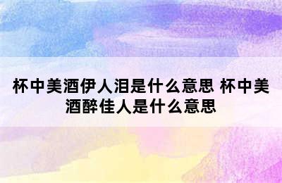 杯中美酒伊人泪是什么意思 杯中美酒醉佳人是什么意思